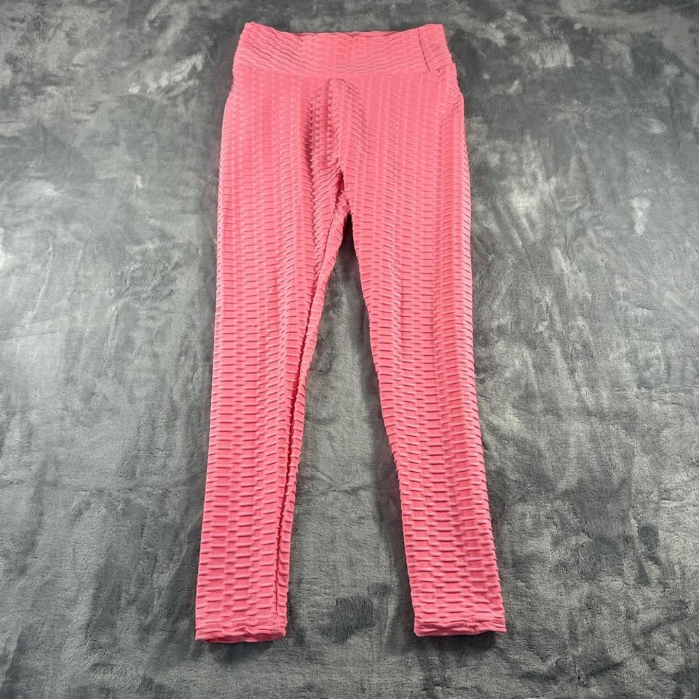 Pink high-waisted scrunch gym leggings